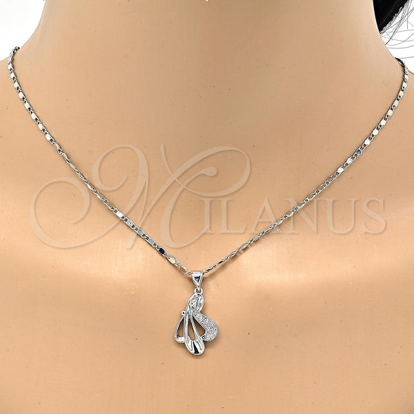 White Gold Filled Ring — Earring and Pendant Adult Set Leaf Design with — alternate product view — SKU 117251 | Oro Laminado Blanco anillo — Earring and Pendant Adult Set Leaf diseño with — SKU 117251