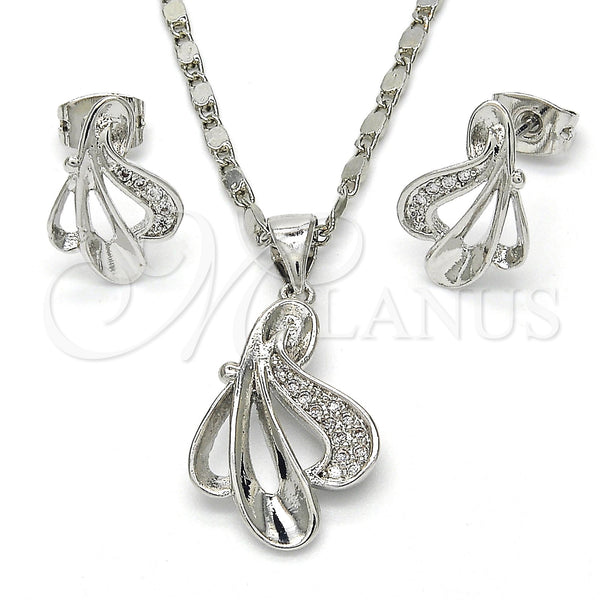 White Gold Filled Ring — Earring and Pendant Adult Set Leaf Design with — main product view — SKU 117251 | Oro Laminado Blanco anillo — Earring and Pendant Adult Set Leaf diseño with — SKU 117251