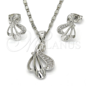 White Gold Filled Ring — Earring and Pendant Adult Set Leaf Design with — main product view — SKU 117251 | Oro Laminado Blanco anillo — Earring and Pendant Adult Set Leaf diseño with — SKU 117251