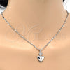 Rhodium Plated Pendant Necklace, Heart Design, with White Micro Pave, Polished, Rhodium Finish, 04.213.0075.18 (02 MM Thickness, 18 Inches Length)