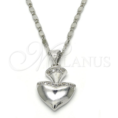 White Gold Filled Rhodium Gold-Filled Heart Necklace 04.213.0075.18 for wholesale, main product view