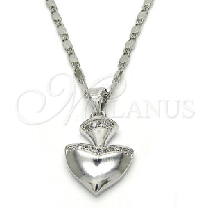 White Gold Filled Necklace — Pendant Necklace Heart Design with White Micro Pave — main product view — SKU 117264 | Oro Laminado Blanco collar — Pendant Necklace corazón diseño with blanco Micro Pave — SKU 117264