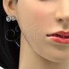 Rhodium Gold Filled Earring and Pendant Adult Set, Bow Design, with White Micro Pave, Polished, Rhodium Finish, 10.156.0104