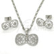 White Gold Filled Earring and Pendant Adult Set, Bow Design, with White Micro Pave, Polished, Rhodium Finish, 10.156.0104