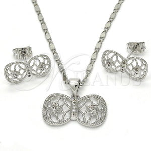 White Gold Filled Ring — Earring and Pendant Adult Set Bow Design with — main product view — SKU 117271 | Oro Laminado Blanco anillo — Earring and Pendant Adult Set Bow diseño with — SKU 117271