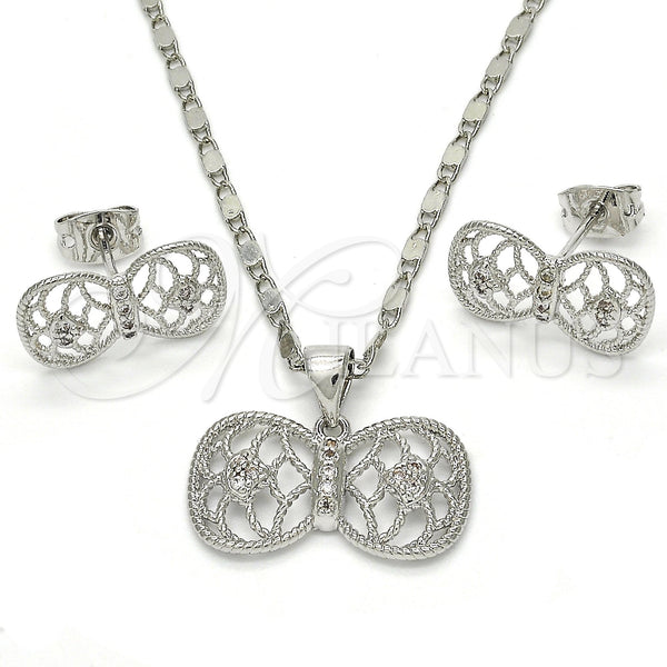 White Gold Filled Ring — Earring and Pendant Adult Set Bow Design with — main product view — SKU 117271 | Oro Laminado Blanco anillo — Earring and Pendant Adult Set Bow diseño with — SKU 117271