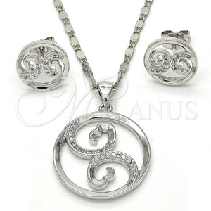 White Gold Filled Ring — Earring and Pendant Adult Set Spiral Design with — main product view — SKU 117274 | Oro Laminado Blanco anillo — Earring and Pendant Adult Set Spiral diseño with — SKU 117274