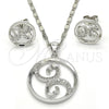 Rhodium Gold Filled Earring and Pendant Adult Set, Spiral Design, with White Micro Pave, Polished, Rhodium Finish, 10.156.0106