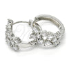 Rhodium Gold Filled Huggie Hoop, Teardrop Design, with White Cubic Zirconia, Polished, Rhodium Finish, 02.213.0123.20