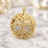 Oro Laminado Fancy Pendant, Gold Filled Style Little Girl and Little Boy Design, with White Crystal, Polished, Two Tone, 05.09.0057
