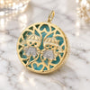 Oro Laminado Fancy Pendant, Gold Filled Style Little Boy and Filigree Design, Blue Enamel Finish, Two Tone, 05.09.0058