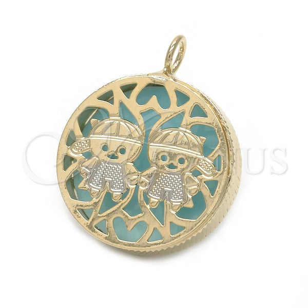 Gold Filled Pendant — Fancy Pendant Little Boy and Filigree Design Blue — main product view — SKU 117374 | Oro Laminado dije — elegante Pendant Little Boy and Filigree diseño Blue — SKU 117374