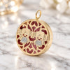 Oro Laminado Fancy Pendant, Gold Filled Style Little Girl and Filigree Design, Pink Enamel Finish, Two Tone, 05.09.0059