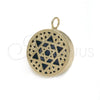 Oro Laminado Fancy Pendant, Gold Filled Style Star of David and Filigree Design, Blue Enamel Finish, Golden Finish, 05.09.0060