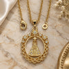 Oro Laminado Pendant Necklace, Gold Filled Style Caridad del Cobre Design, Diamond Cutting Finish, Golden Finish, 04.09.0063.18 (18 Inches Length)
