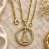 Oro Laminado Pendant Necklace, Gold Filled Style Caridad del Cobre Design, Polished, Golden Finish, 04.09.0064.18 (18 Inches Length)
