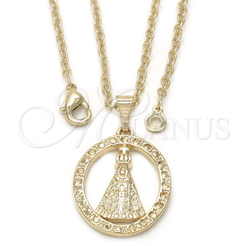 Oro Laminado Pendant Necklace, Gold Filled Style Caridad del Cobre Design, Polished, Golden Finish, 04.09.0064.18 (18 Inches Length)