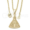 Oro Laminado Pendant Necklace, Gold Filled Style Caridad del Cobre Design, Polished, Golden Finish, 04.09.0065.18 (18 Inches Length)