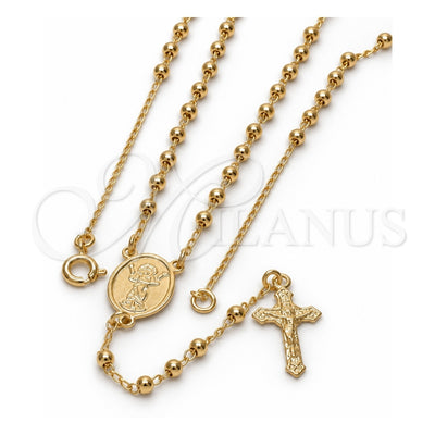 Oro Laminado Thin Rosary, Gold Filled Style Divino NiÃ±o and Crucifix Design, Polished, Golden Finish, 09.09.0005.18