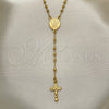 Oro Laminado Thin Rosary, Gold Filled Style Caridad del Cobre and Crucifix Design, Polished, Golden Finish, 09.09.0010.18