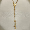 Oro Laminado Thin Rosary, Gold Filled Style Divino NiÃ±o and Crucifix Design, Polished, Golden Finish, 09.09.0011.18