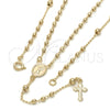 Oro Laminado Thin Rosary, Gold Filled Style Divino NiÃ±o and Crucifix Design, Polished, Golden Finish, 09.09.0011.18