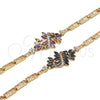 Oro Laminado Fancy Bracelet, Gold Filled Style Heart Design, with Black and White Cubic Zirconia, Polished for wholesale, additional product view 7