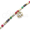 Oro Laminado Charm Bracelet, Gold Filled Style Elephant Design, with Multicolor Crystal, White Enamel Finish, Golden Finish, 03.65.1174.1.07 (06 MM Thickness, 7 Inches Length)