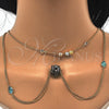 Oro Laminado Fancy Necklace, Gold Filled Style Teardrop Design, with Multicolor Crystal, Matte Finish, Golden Finish, 04.65.0182.18 (02 MM Thickness, 18 Inches Length)