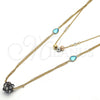 Oro Laminado Fancy Necklace, Gold Filled Style Teardrop Design, with Multicolor Crystal, Matte Finish, Golden Finish, 04.65.0182.18 (02 MM Thickness, 18 Inches Length)