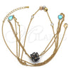 Oro Laminado Fancy Necklace, Gold Filled Style Teardrop Design, with Multicolor Crystal, Matte Finish, Golden Finish, 04.65.0182.18 (02 MM Thickness, 18 Inches Length)