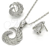 Rhodium Gold Filled Earring and Pendant Adult Set, with White Crystal, Polished, Rhodium Finish, 10.160.0036.1
