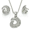 Rhodium Gold Filled Earring and Pendant Adult Set, with White Crystal, Polished, Rhodium Finish, 10.160.0036.1