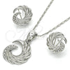 Rhodium Gold Filled Earring and Pendant Adult Set, with White Crystal, Polished, Rhodium Finish, 10.160.0036.1