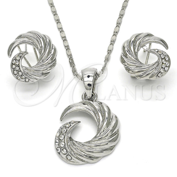 White Gold Filled Ring — Earring and Pendant Adult Set with White Crystal — main product view — SKU 117498 | Oro Laminado Blanco anillo — Earring and Pendant Adult Set with cristal blanco — SKU 117498