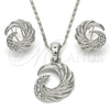 Rhodium Gold Filled Earring and Pendant Adult Set, with White Crystal, Polished, Rhodium Finish, 10.160.0036.1