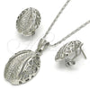 Rhodium Gold Filled Earring and Pendant Adult Set, Teardrop Design, with White Crystal, Polished, Rhodium Finish, 10.160.0151.1