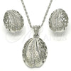 Rhodium Gold Filled Earring and Pendant Adult Set, Teardrop Design, with White Crystal, Polished, Rhodium Finish, 10.160.0151.1