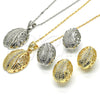 Rhodium Gold Filled Earring and Pendant Adult Set, Teardrop Design, with White Crystal, Polished, Rhodium Finish, 10.160.0151.1