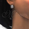 Rhodium Gold Filled Huggie Hoop, with White Cubic Zirconia, Polished, Rhodium Finish, 02.217.0068.15