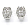 Rhodium Gold Filled Huggie Hoop, with White Cubic Zirconia, Polished, Rhodium Finish, 02.217.0068.15