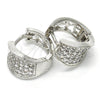 Rhodium Gold Filled Huggie Hoop, with White Cubic Zirconia, Polished, Rhodium Finish, 02.217.0068.15