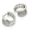 Rhodium Gold Filled Huggie Hoop, with White Cubic Zirconia, Polished, Rhodium Finish, 02.217.0068.15