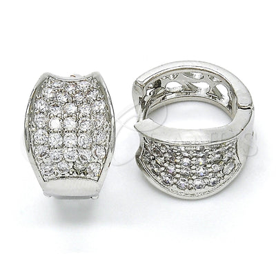 White Gold Filled Huggie Hoop, with White Cubic Zirconia, Polished, Rhodium Finish, 02.217.0068.15