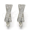 Rhodium Gold Filled Huggie Hoop, with White Cubic Zirconia, Polished, Rhodium Finish, 02.217.0071.15