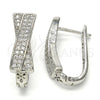 Rhodium Gold Filled Huggie Hoop, with White Cubic Zirconia, Polished, Rhodium Finish, 02.217.0071.15