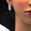 Rhodium Gold Filled Huggie Hoop, with White Cubic Zirconia, Polished, Rhodium Finish, 02.217.0074.15