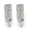 Rhodium Gold Filled Huggie Hoop, with White Cubic Zirconia, Polished, Rhodium Finish, 02.217.0074.15