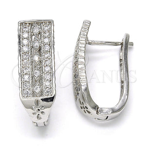 White Gold Filled Hoop Earrings — Huggie Hoop with White Cubic Zirconia Polished 02. — main product view — SKU 117520 | Oro Laminado Blanco aretes de aro — Huggie Hoop with blanco Cubic Zirconia pulido 02. — SKU 117520