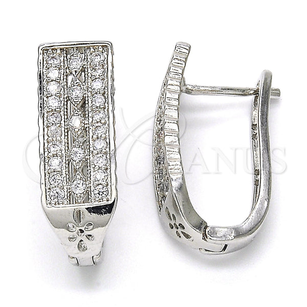 White Gold Filled Hoop Earrings — Huggie Hoop with White Cubic Zirconia Polished 02. — main product view — SKU 117520 | Oro Laminado Blanco aretes de aro — Huggie Hoop with blanco Cubic Zirconia pulido 02. — SKU 117520